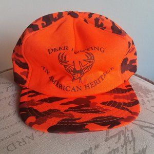 VTG Deer Hunting Blaze Orange Camo Snapback Hat